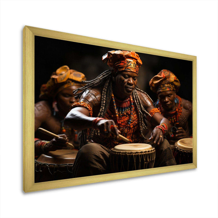 African Rhythmic Drums II - People Canvas Wall Art