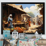 African Vibrant Market II - People Canvas Wall Art