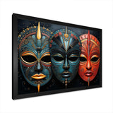 Red African Masks III - People Canvas Wall Art