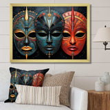 Red African Masks III - People Canvas Wall Art