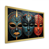 Red African Masks III - People Canvas Wall Art