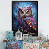 Purple Grey Animal Amethyst Owl Drips - Owl Bedroom Wall Art
