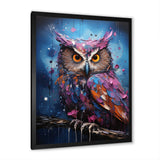 Purple Grey Animal Amethyst Owl Drips - Owl Bedroom Wall Art