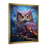 Purple Grey Animal Amethyst Owl Drips - Owl Bedroom Wall Art