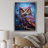 Purple Grey Animal Amethyst Owl Drips - Owl Bedroom Wall Art