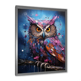 Purple Grey Animal Amethyst Owl Drips - Owl Bedroom Wall Art