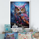 Purple Grey Animal Amethyst Owl Drips - Owl Bedroom Wall Art