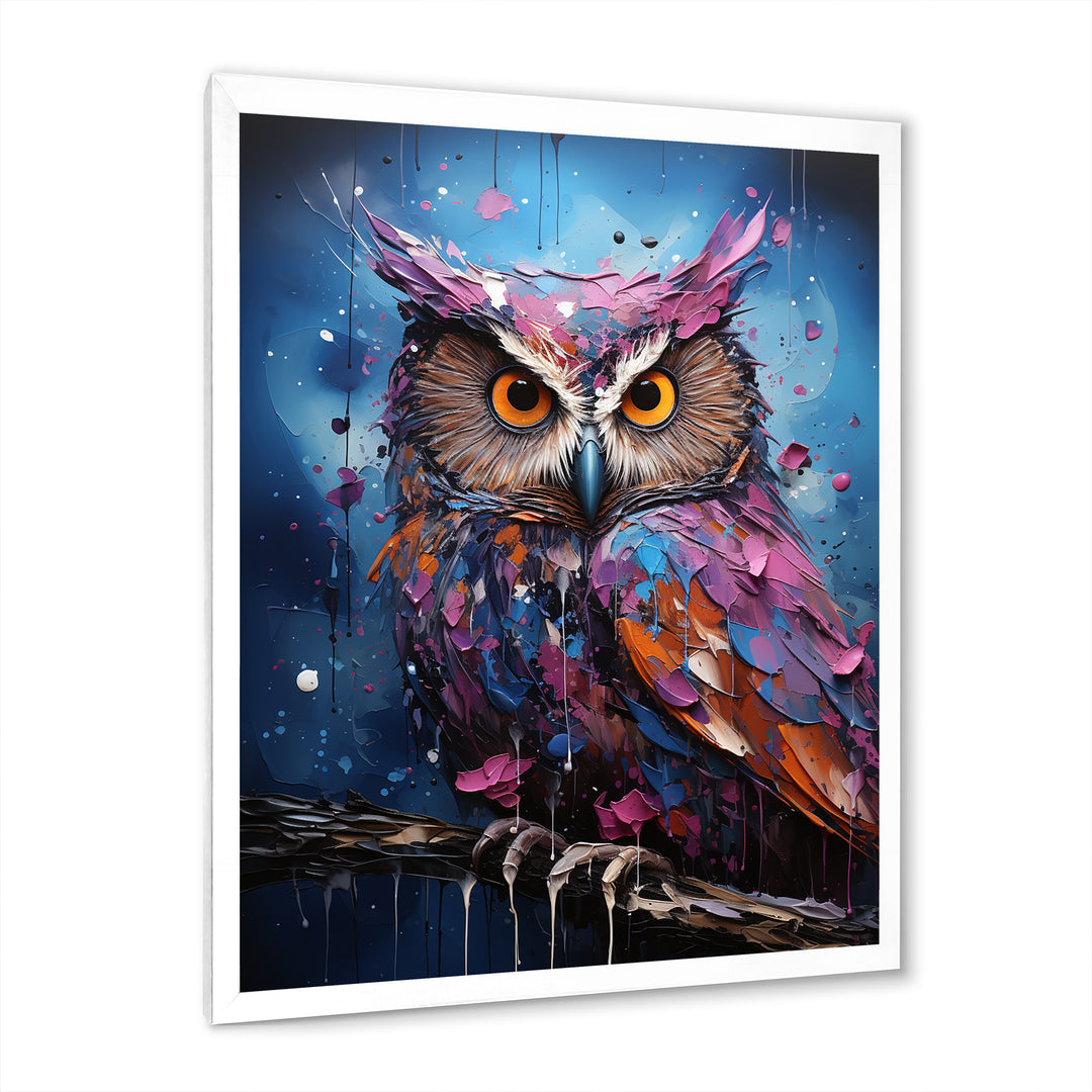 Purple Grey Animal Amethyst Owl Drips - Owl Bedroom Wall Art