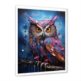 Purple Grey Animal Amethyst Owl Drips - Owl Bedroom Wall Art