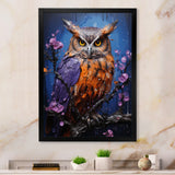 Purple Animal Amethyst Owl Drips - Owl Canvas Wall Art