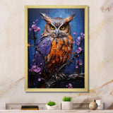 Purple Animal Amethyst Owl Drips - Owl Canvas Wall Art