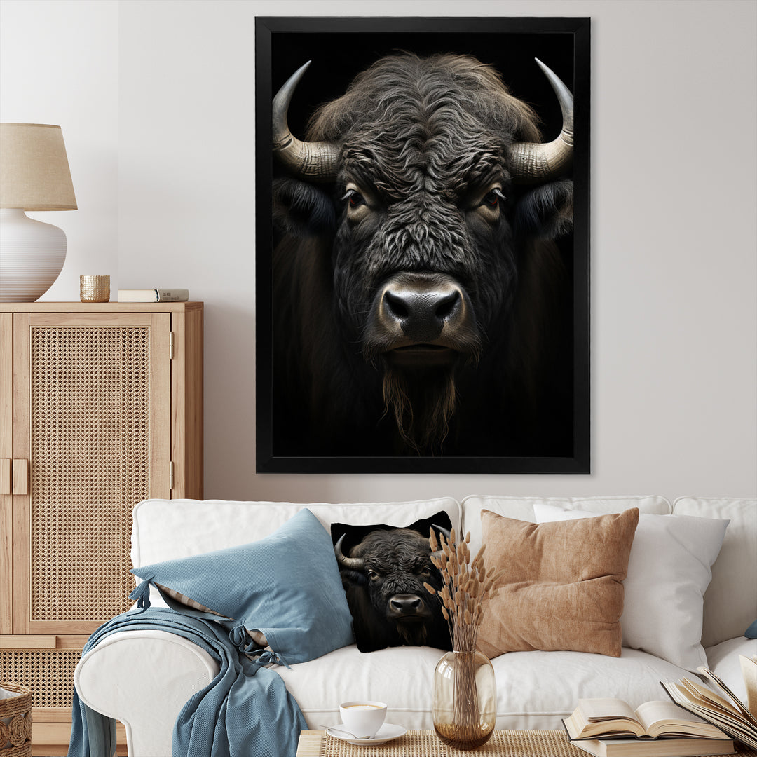 Black White Animal Buffalo Bison - Buffalo Wall Art Prints
