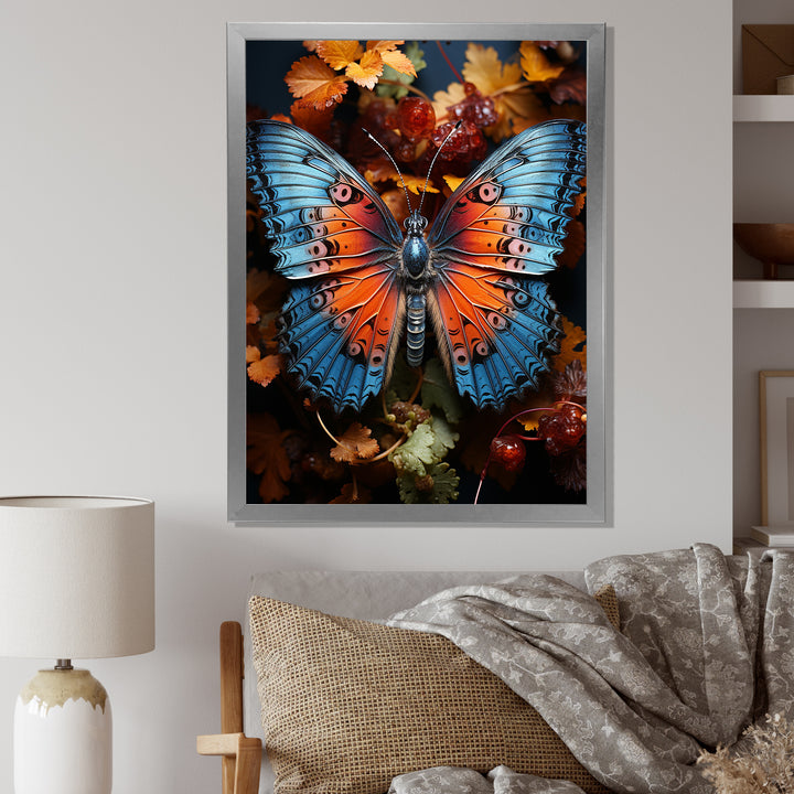 Orange Turquoise Animal Butterfly - Orange Butterfly Wall Art