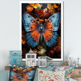 Orange Turquoise Animal Butterfly - Orange Butterfly Wall Art