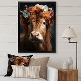 Cow Flower Crow - Brown Cow Wall Art