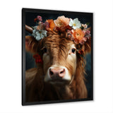 Cow Flower Crow - Brown Cow Wall Art