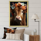 Cow Flower Crow - Brown Cow Wall Art