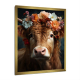 Cow Flower Crow - Brown Cow Wall Art