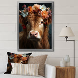 Cow Flower Crow - Brown Cow Wall Art