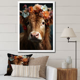 Cow Flower Crow - Brown Cow Wall Art