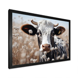 Cow Flower Grazing - White Cow Wall Art