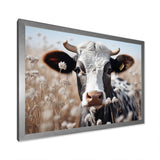 Cow Flower Grazing - White Cow Wall Art