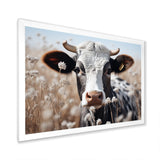 Cow Flower Grazing - White Cow Wall Art