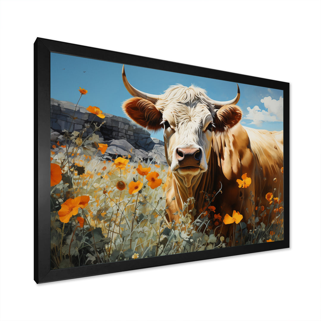 Cow Meadow Serenity - Cow Large Canvas Wall Art