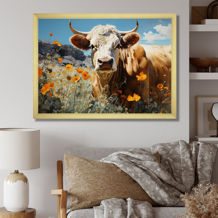 Cow Meadow Serenity - Cow Large Canvas Wall Art