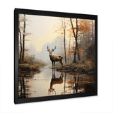 Animal Deer Misty Morning II - Animals Canvas Wall Art