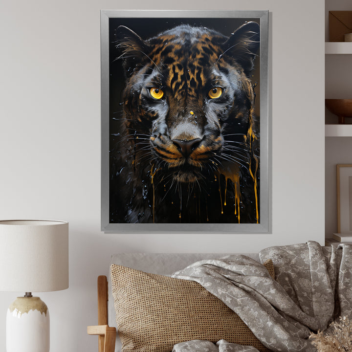 Ebony Panther Drips - Panther Canvas Wall Art