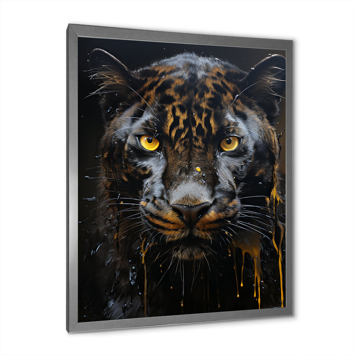 Ebony Panther Drips - Panther Canvas Wall Art