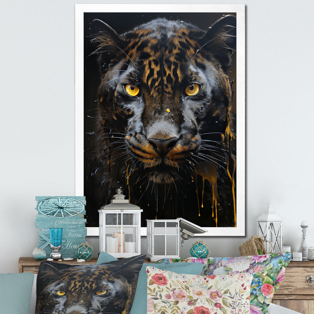 Ebony Panther Drips - Panther Canvas Wall Art