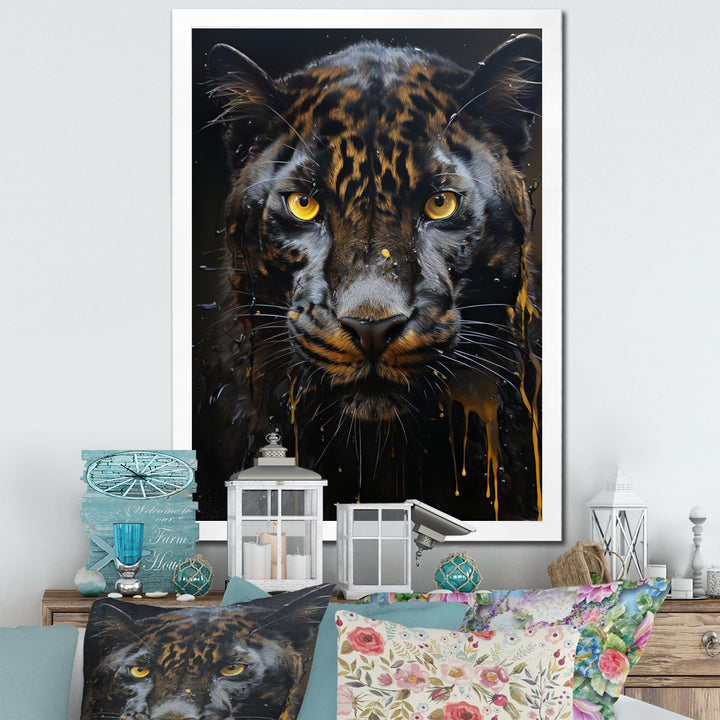 Ebony Panther Drips - Panther Canvas Wall Art