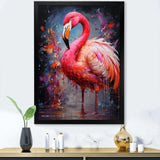 Fuchsia Flamingo Intense Artdeco - Animals Canvas Wall Art