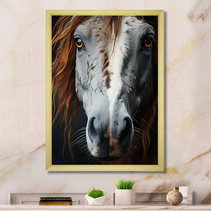 Grey Brown Horse Serenity - Horse Canvas Wall Art