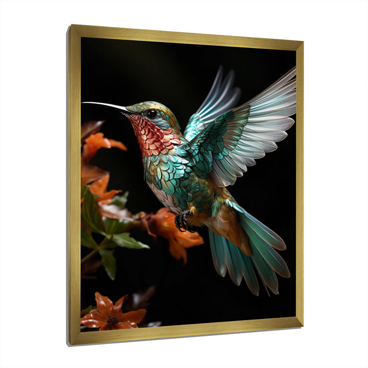 Teal Orange Animal Hummingbird - Hummingbird Wall Decor
