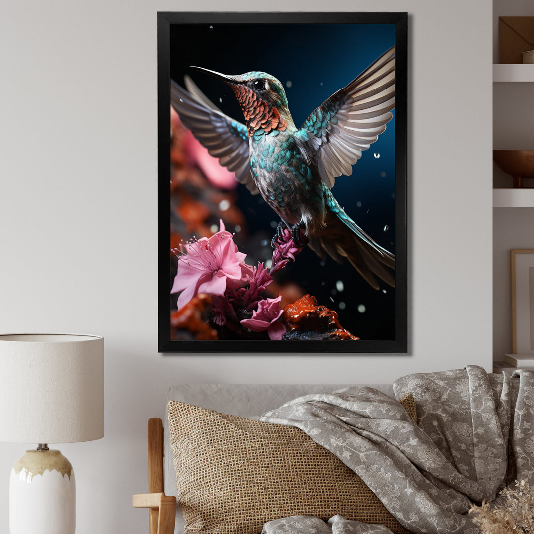 Teal Pink Animal Hummingbird - Hummingbird Wall Art Prints