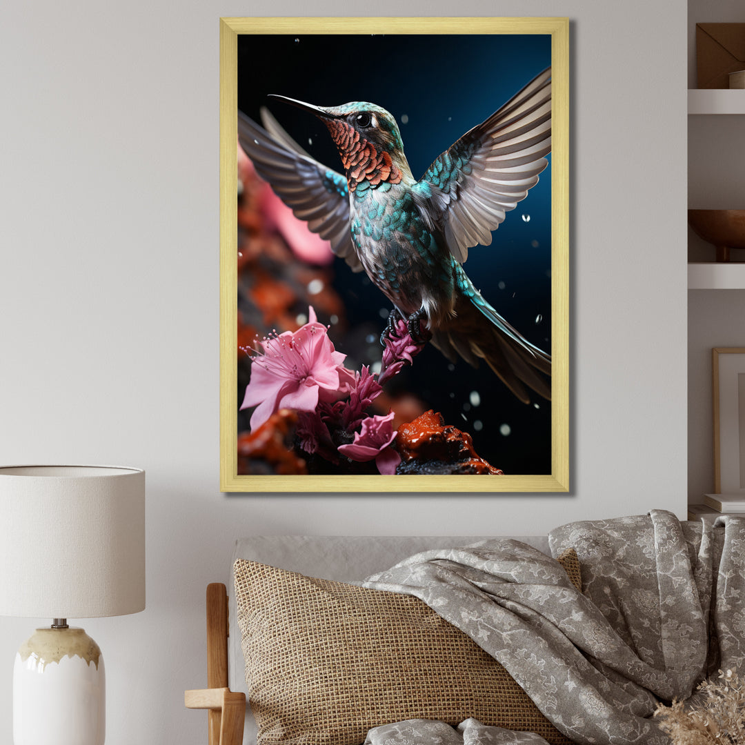 Teal Pink Animal Hummingbird - Hummingbird Wall Art Prints
