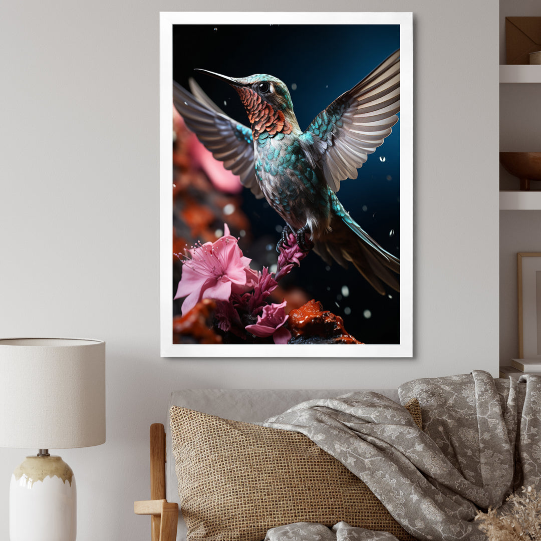 Teal Pink Animal Hummingbird - Hummingbird Wall Art Prints
