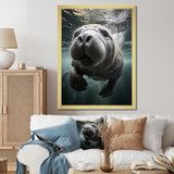 Grey Teal Animal Manatee - Manatee Wall Art Prints