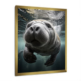 Grey Teal Animal Manatee - Manatee Wall Art Prints