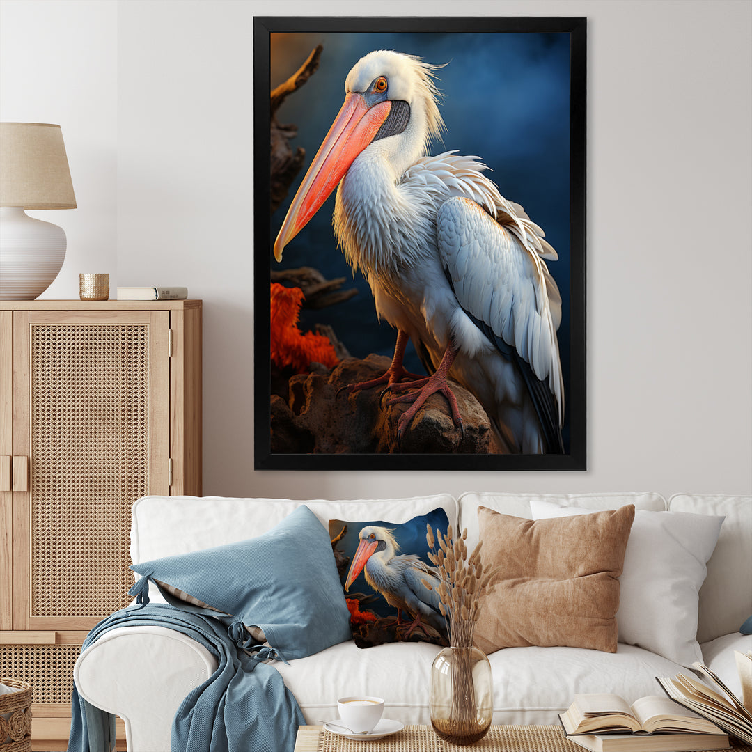 Coral White Animal Pelican - Pelican Wall Art Prints