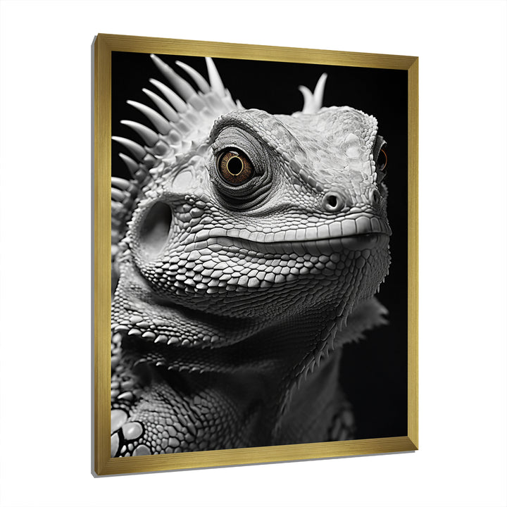 Grey Reptile Amphibian Portrait - Gray Reptile Wall Art
