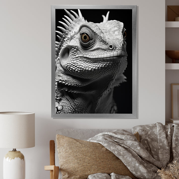 Grey Reptile Amphibian Portrait - Gray Reptile Wall Art