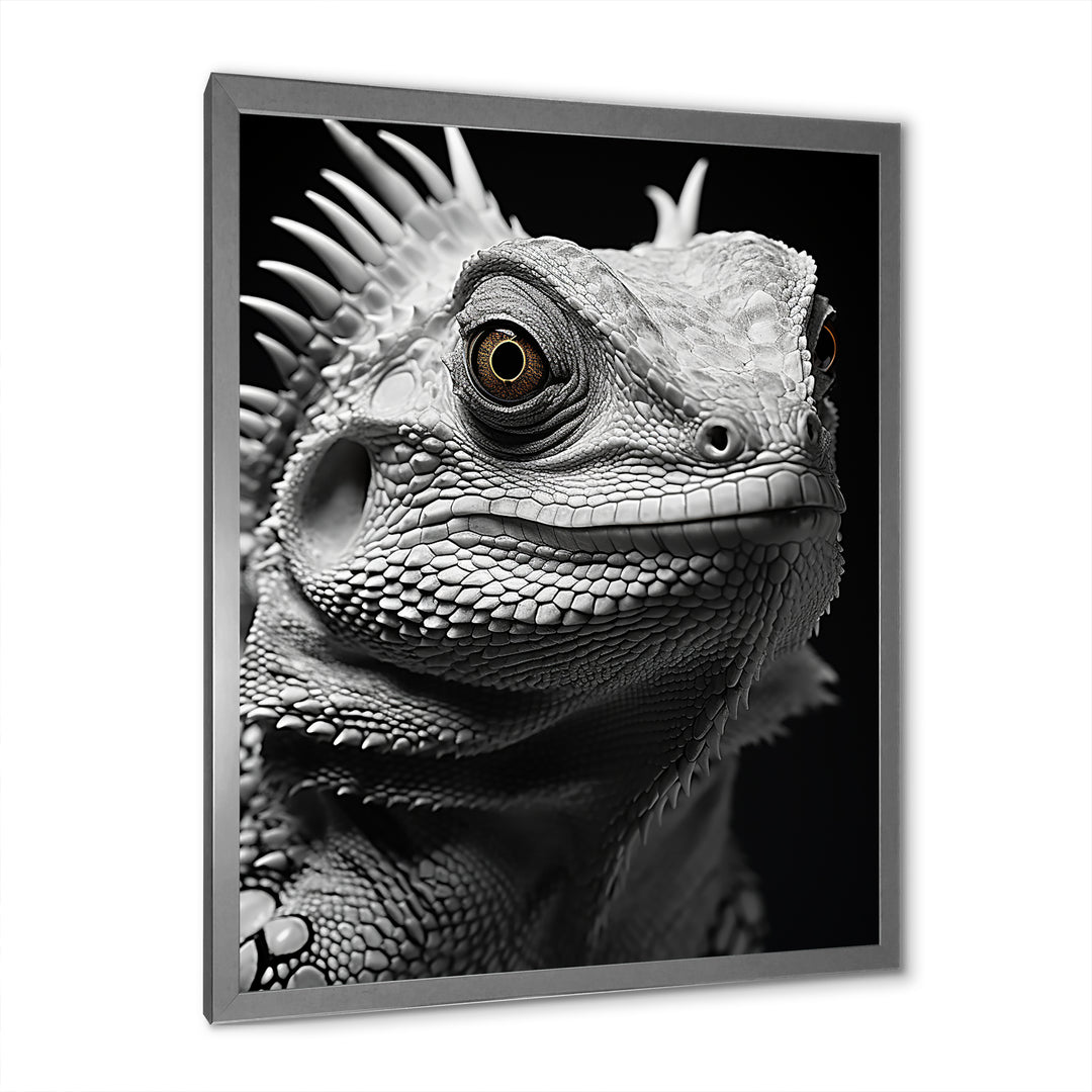 Grey Reptile Amphibian Portrait - Gray Reptile Wall Art