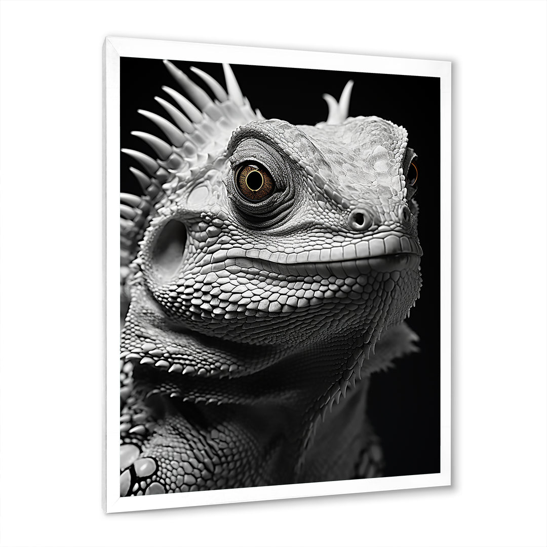 Grey Reptile Amphibian Portrait - Gray Reptile Wall Art