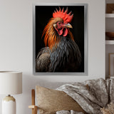 Black Rooster Portrait - Rooster Large Canvas Wall Art