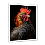 Black Rooster Portrait - Rooster Large Canvas Wall Art