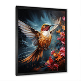 Teal Orange Animal Ruby Hummingbird Drips - Hummingbird Home Decor Art